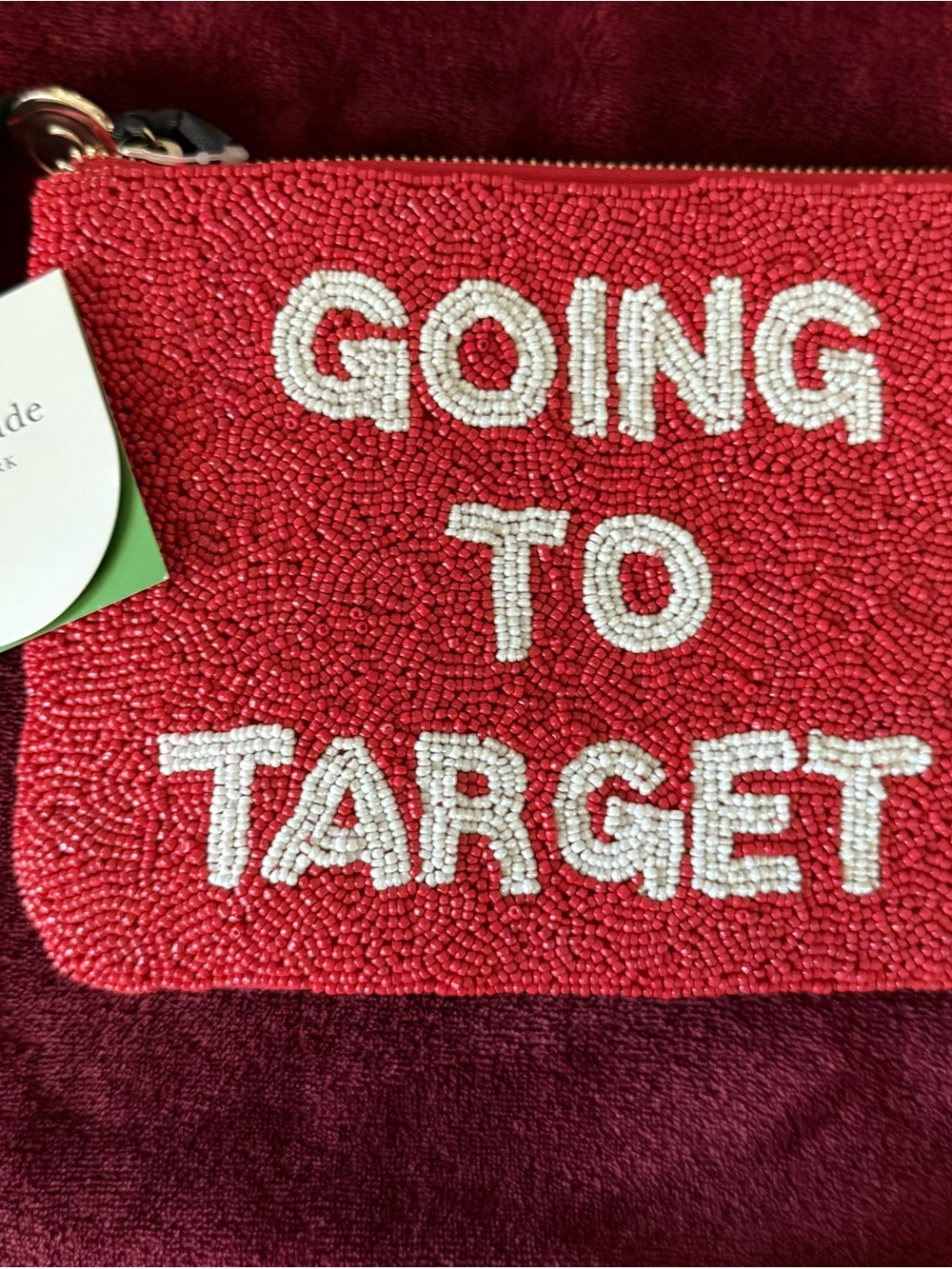 NWT Kate Spade Red Beaded 'Going to Target' Wristlet